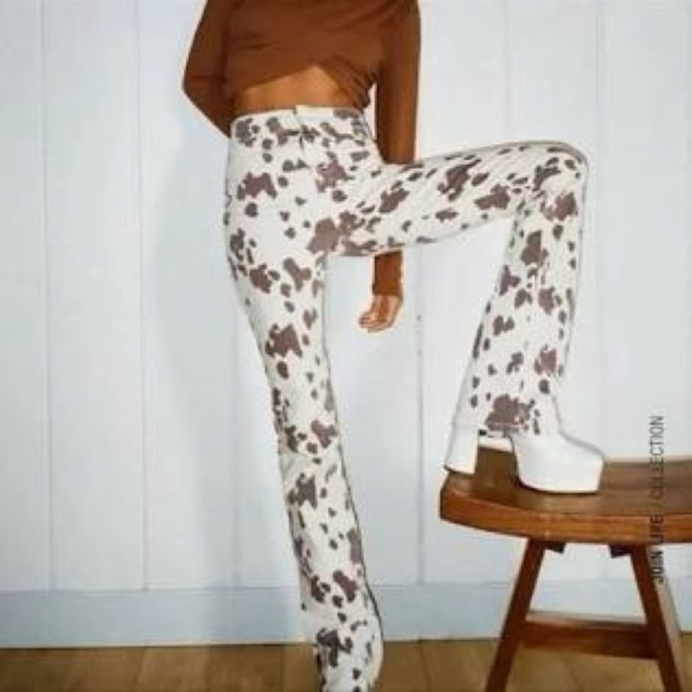 NWT Cow Print Flared Jeans